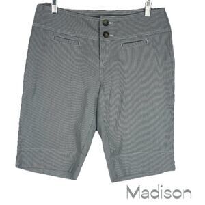 Madison Gray White Striped Bermuda Shorts NWOT Size 6